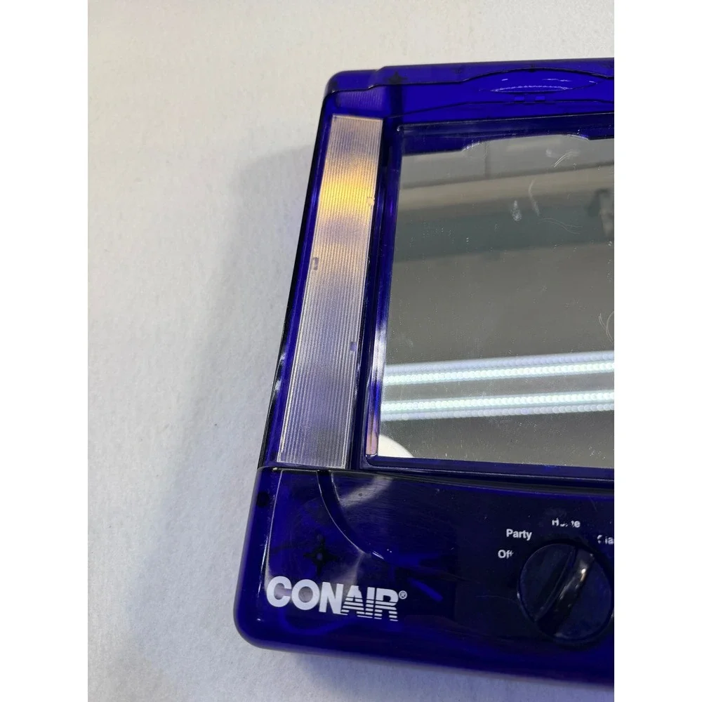 Conair Lighted Makeup Mirror Translucent Blue Y2K 4 Settings Day Office Home